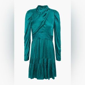 Sandro Gathered pleated satin-jacquard mini dress